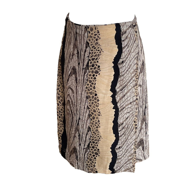 CLIO Vintage 80s Animal Print Striped Wrap Pencil Skirt SZ 12 - Picture 2 of 8